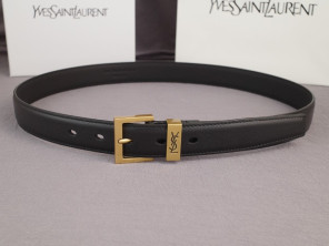 입생로랑 금장 YSL 각인 핀 버클 벨트 3.0cm